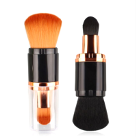 Customized Professional Rose Gold Plastic 10pcs Synthetic Make Up Sets Retractable Foundation Brush