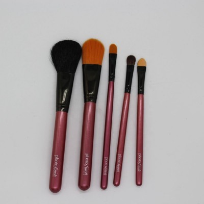 OEM private label wooden handle 5pieces travel makeup brush set